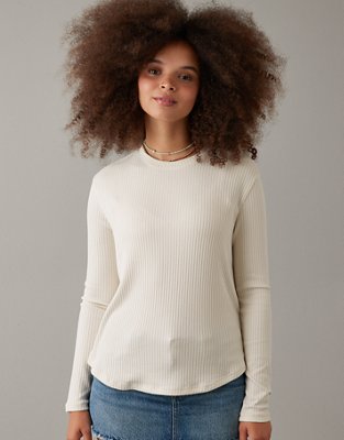 Long Sleeve Crew Neck Ribbed Tee