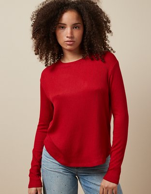 Drapey Long-Sleeve Crew Neck Pullover in Tees & Hoodies