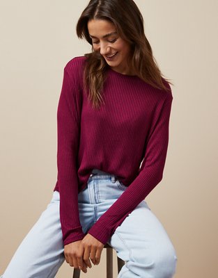 AE Hey Baby Long-Sleeve Pointelle-Knit Tee