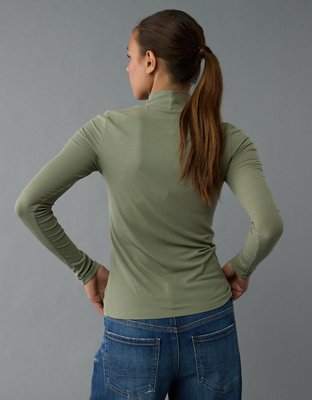 AE Soft & Sexy Long-Sleeve Mock Neck T-Shirt