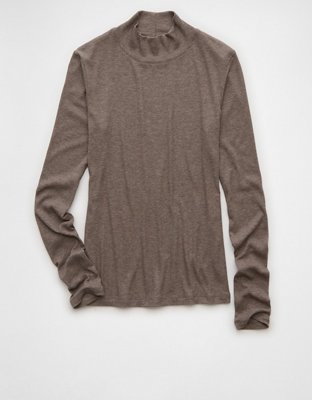 AE Soft & Sexy Long-Sleeve Mock Neck T-Shirt