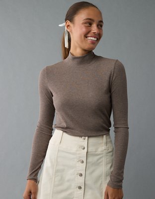 AE Soft & Sexy Long-Sleeve Mock Neck T-Shirt