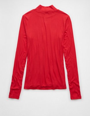 Женские футболки American Eagle AE Soft & Sexy Mock Neck Long-Sleeve T-Shirt — фото 4