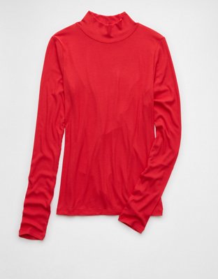 Женские футболки American Eagle AE Soft & Sexy Mock Neck Long-Sleeve T-Shirt — фото 3