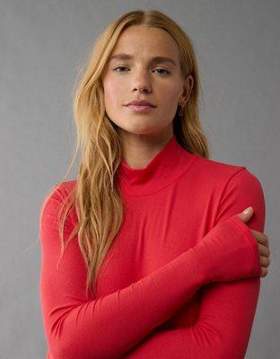 AE Soft & Sexy Long-Sleeve Mock Neck T-Shirt