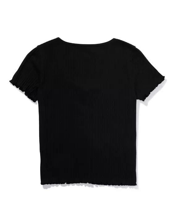 AE Snap-Front Cropped Baby Tee