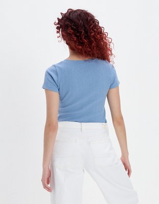 AE Scoop Neck Henley Tee