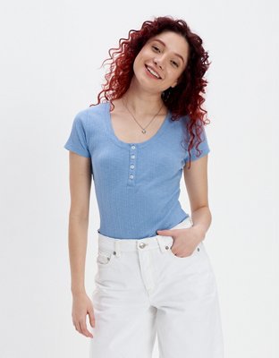 AE Scoop Neck Henley Tee