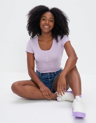 AE Scoop Neck Henley Tee