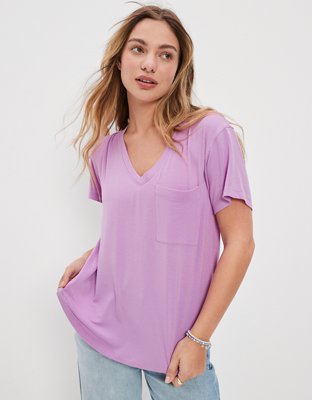 Женские футболки American Eagle AE Soft & Sexy V-Neck Pocket Tee — фото 2