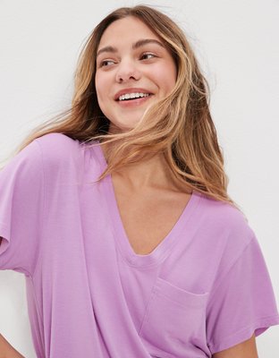 Женские футболки American Eagle AE Soft & Sexy V-Neck Pocket Tee — фото 5