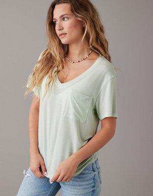 AE Oversized Soft & Sexy Camo V-Neck T-Shirt