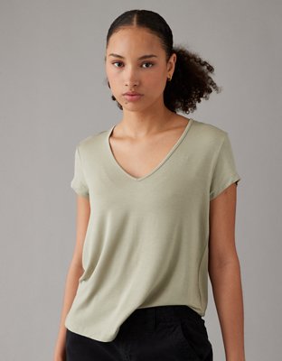 American Eagle Lilac Soft & Sexy Jersey Stretch Criss Cross Neckline T – Le  Prix Fashion & Consulting