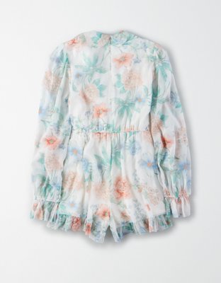 AE Studio Long Sleeve Ruffled Romper