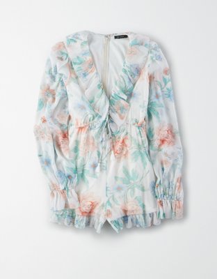 AE Studio Long Sleeve Ruffled Romper