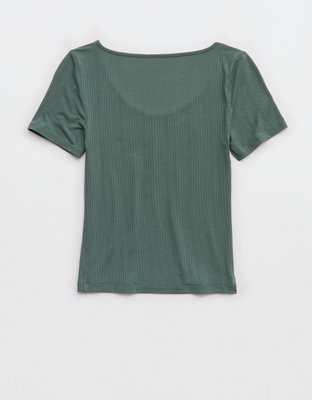 Superchill Modal Rib Short Sleeve Scoop T-Shirt | Aerie