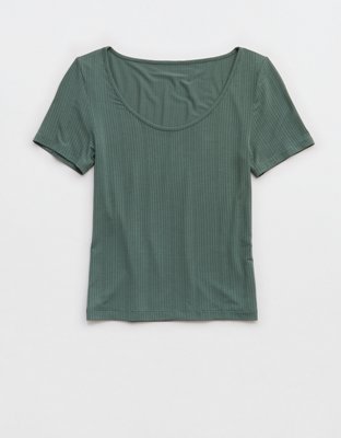 Superchill Modal Rib Short Sleeve Scoop T-Shirt | Aerie