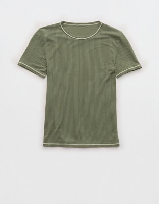 OVERSLEPT by Aerie Modal Rib Short Sleeve Crew T-shirt
