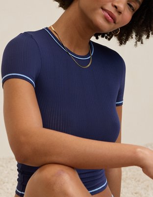 OVERSLEPT by Aerie Modal Rib Short Sleeve Crew T-shirt | Aerie