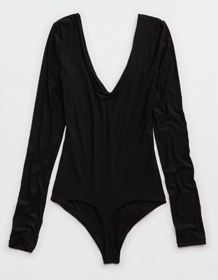 SMOOTHEZ Long Sleeve Plunge Bodysuit