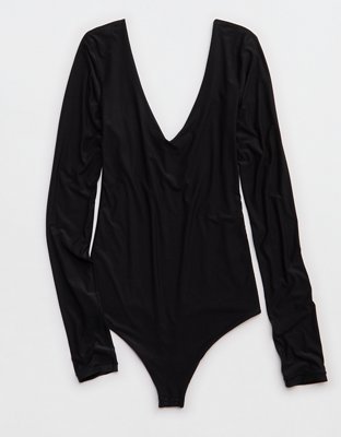 SMOOTHEZ Long Sleeve Plunge Bodysuit