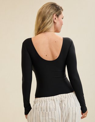 SMOOTHEZ Long Sleeve Plunge Bodysuit