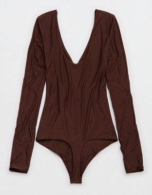 SMOOTHEZ Long Sleeve Plunge Bodysuit