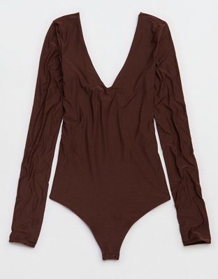SMOOTHEZ Long Sleeve Plunge Bodysuit