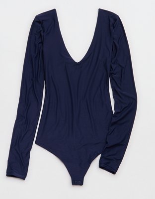 SMOOTHEZ Long Sleeve Plunge Bodysuit
