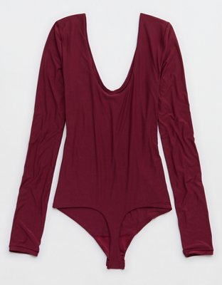 SMOOTHEZ Long Sleeve Plunge Bodysuit