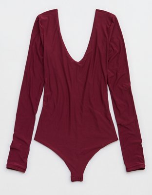 SMOOTHEZ Long Sleeve Plunge Bodysuit
