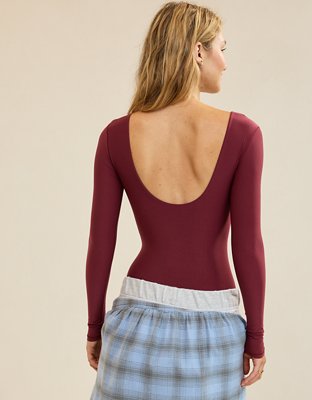 SMOOTHEZ Long Sleeve Plunge Bodysuit