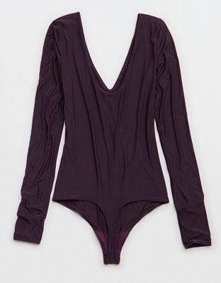 SMOOTHEZ Long Sleeve Plunge Bodysuit