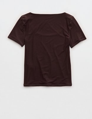 Женская футболка Aerie Smoothez Short Sleeve Scoop, цвет: Глубокий земляной — фото 4