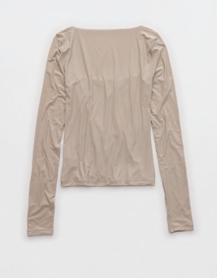 SMOOTHEZ Square Neck Long Sleeve T-Shirt