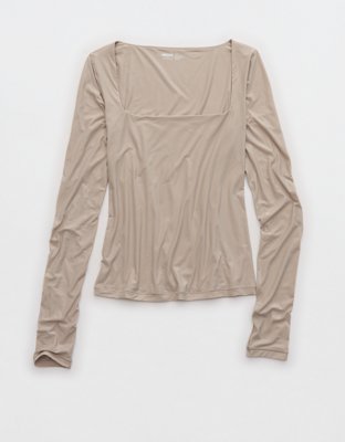 SMOOTHEZ Square Neck Long Sleeve T-Shirt