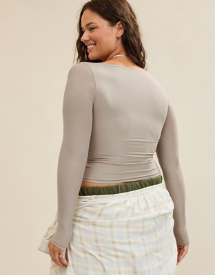 SMOOTHEZ Square Neck Long Sleeve T-Shirt