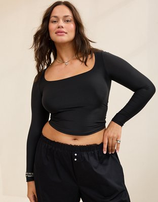 SMOOTHEZ Sqaure Neck Long Sleeve Top