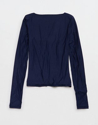 SMOOTHEZ Sqaure Neck Long Sleeve Top