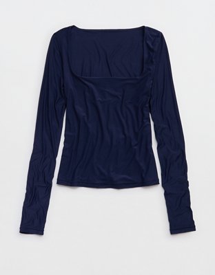SMOOTHEZ Sqaure Neck Long Sleeve Top