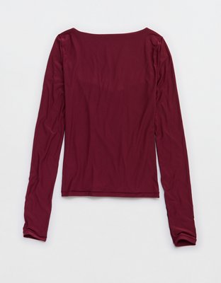 SMOOTHEZ Square Neck Long Sleeve T-Shirt