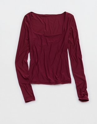 SMOOTHEZ Square Neck Long Sleeve T-Shirt