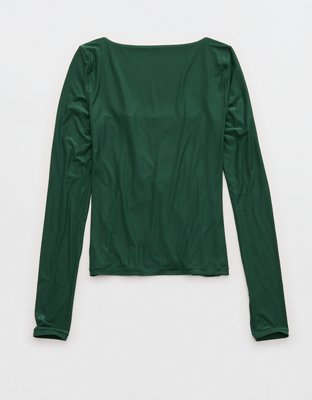 SMOOTHEZ Square Neck Long Sleeve T-Shirt