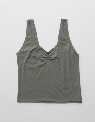 SMOOTHEZ Cotton Blend Ruched Tank Top