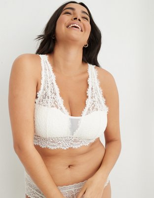 Aerie Eyelash Lace Padded Plunge Bralette