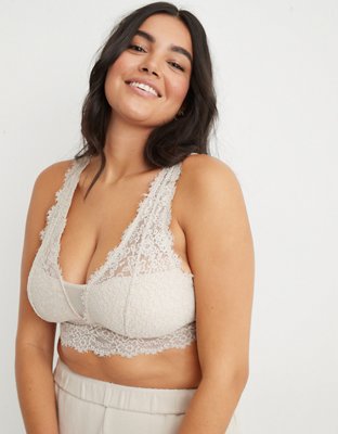 Aerie Bralette relleno con encaje Eyelash y escote profundo