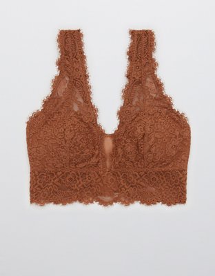 Aerie Spicy Coral Classic Lace Bralette M