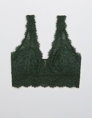 Aerie Eyelash Lace Padded Plunge Bralette