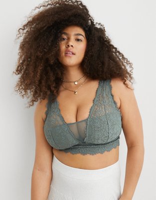 Aerie Eyelash Lace Padded Plunge Bralette