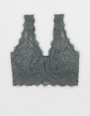 Aerie Eyelash Lace Padded Plunge Bralette